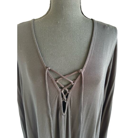 Rachel Pally Black Long Sleeve Jolene Lace-Up Maxi Dress Size 1X - Picture 4 of 13